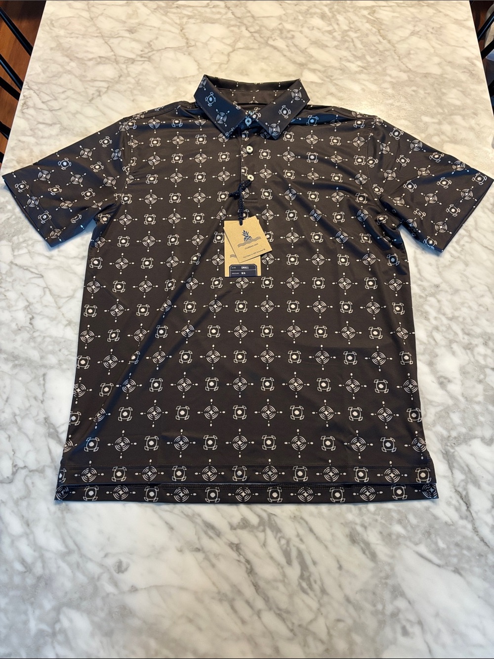 chubbies Black Geometric-Print Performance Polo men’s small